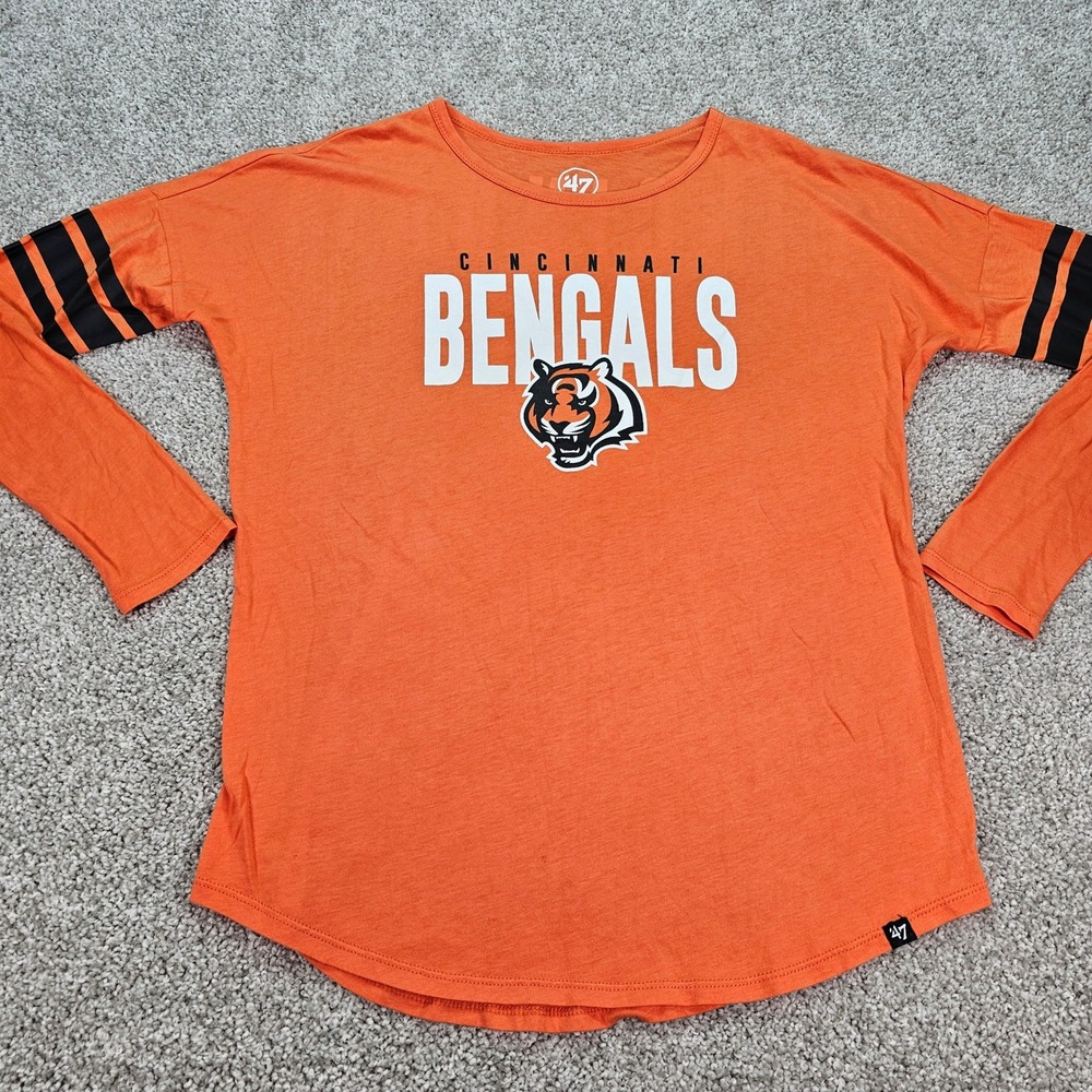 Cincinnati‎ Bengals 47 Brand Long Sleeve Lightweight Orange T-Shirt Small NWOT